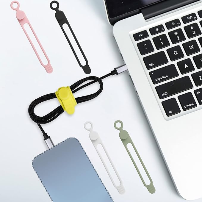 100Pcs Silicone Cable Ties, Cord Organizer Cable Management-Multi | Reusable - Image 6