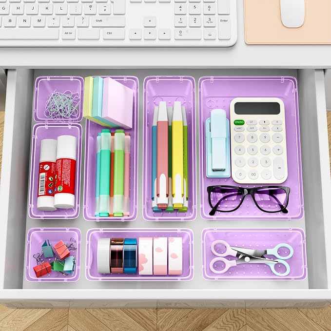 12 PCS Drawer Organizer Set, Makeup Organizers, Tool Storage Trays, Pueple | 4 - Image 6