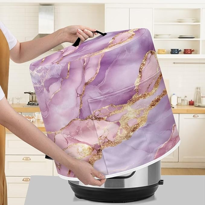 Purple Marble Dust Cover for Kitchen Instant Pot Accessories Appliance Cover Quart Pressure Cooker Air Fryer Rice Cooker Kitchen Appliance Dust Covers with Storage Pockets Size S