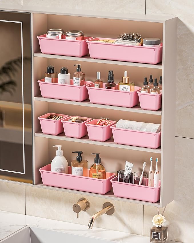 KEMETHY 25 PCS Plastic Drawer Organizers Set, 4 Sizes Vanity Organizer | Makeup - Image 7
