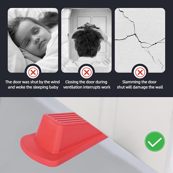 Door Stoppers 4 Pack Premium Rubber Wedge Heavy Duty | - Image 4