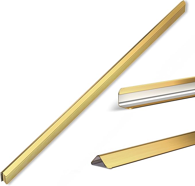0.5x0.5x48 Inches 304 Stainless Steel Golden Wall Corner Guards (10-Pack) Heavy Duty Rounded Corner Protector, Smooth Folded Edge Design for Wall Protection Stainless Steel Slab