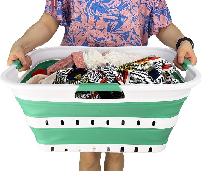 SAMMART 42 Collapsible Plastic Laundry Basket, Foldable Pop Up Storage - Image 6