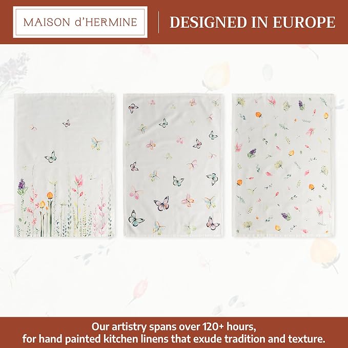 Maison d' Hermine Kitchen Towels Set of 3 Reusable 100% Cotton 27.50" x 20" - Image 2