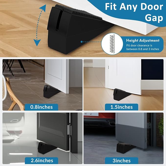 Optish Heavy Duty Door Stopper, Adjustable Spring Large Stopper, 3 Inches High - Image 7