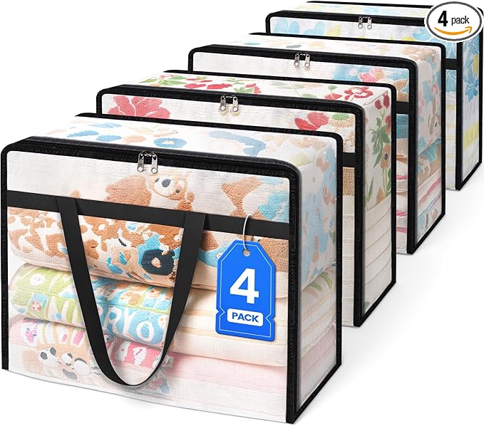 BlissTotes Moving Bags 60L 4PCS, Transparent Containers by BlissTotes