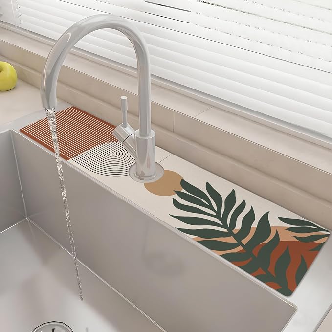 24" X 5.5" Kitchen Sink Splash Guard Faucet Mat Boho Super Absorbent Fast by Unknown