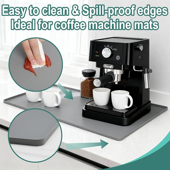 Silicone Coffee Mat 24 x 16 in Classic Black | Coffee bar mat - Image 2