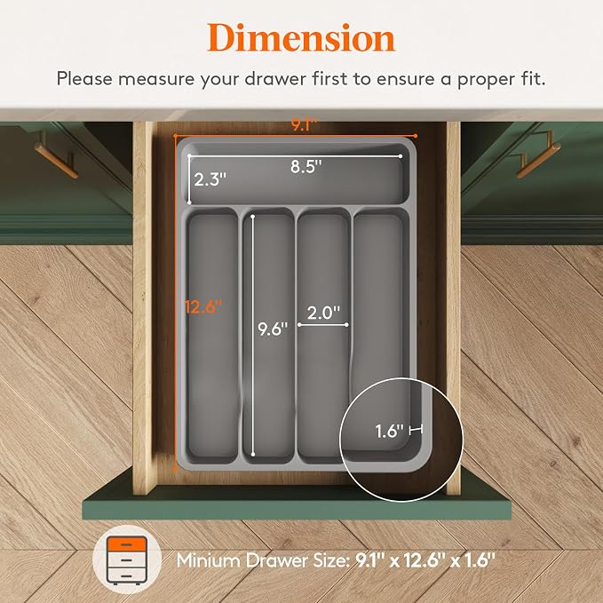 Lifewit Silverware Drawer Organizer Tray, Cutlery Storage - Image 2