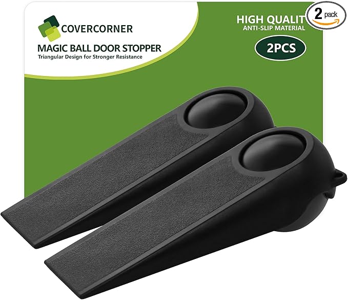 Door Stoppers for Bottom of Door, 2 Pack 5", Rubber Door Stopper Wedges by COVERCORNER