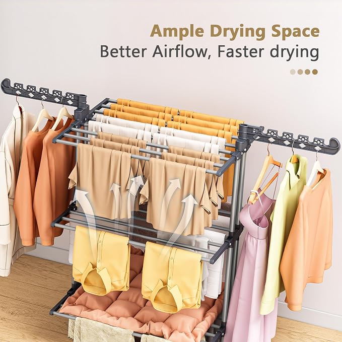Upgraded 4-Tier Clothes Drying Rack, Drying Rack Clothing - Image 9