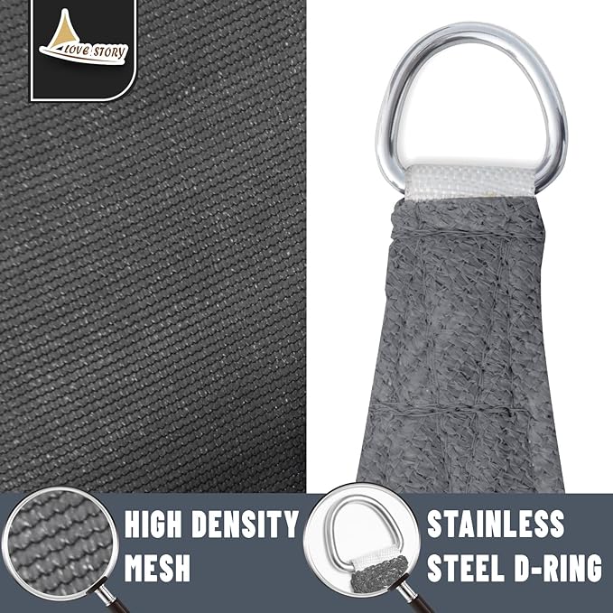 LOVE STORY Custom Size 9' x 13' Dark Grey Sun Shade Sail Canopy Commercial Rectangle Sail Shade Fabric for Patio Garden Backyard Pool (Customized)