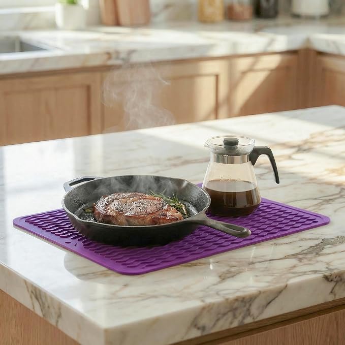 MicoYang Silicone Dish Drying Mat — Quick-Dry Ridges Counter & Sink Pad - Image 8