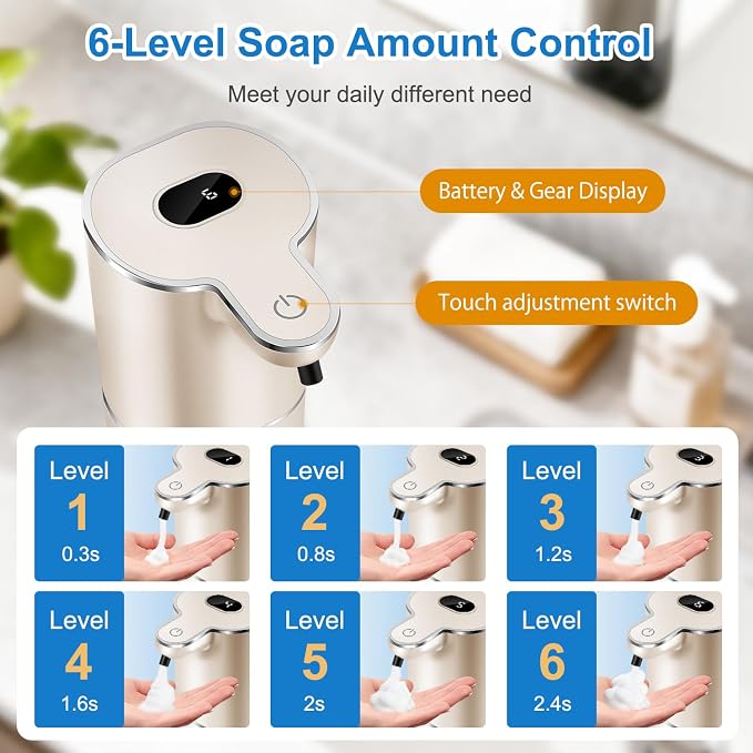 Automatic Foaming Soap Dispenser Digital Display, 6-Level Foam Adjustable | - Image 3