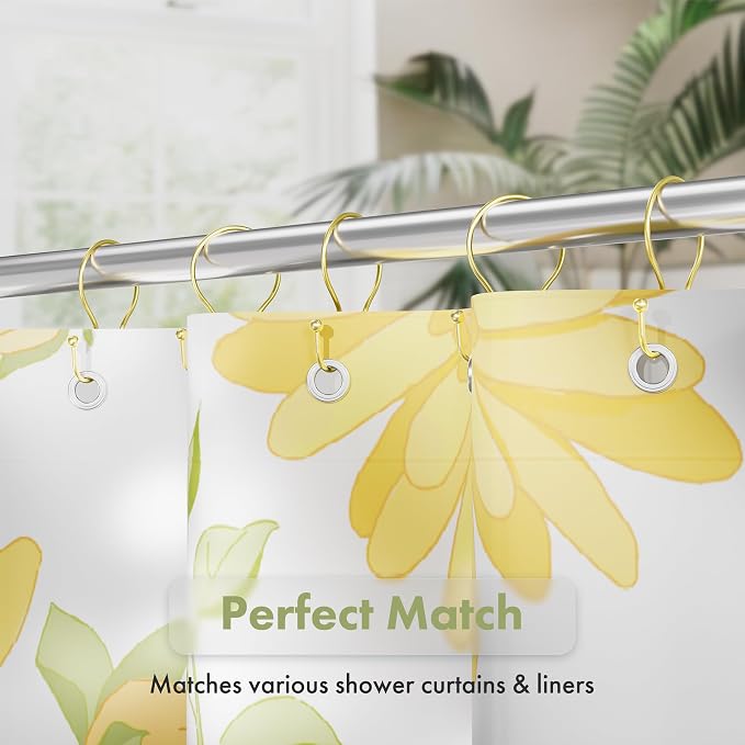 AmazerBath Shower Curtain Hooks Gold Shower Curtain Rings, Simple Double Hook - Image 4