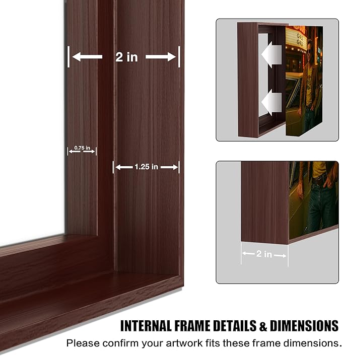 ART Canvas Floater Frame Fits 1”–1.25”Deep Gallery-Wrapped Canvas, Wood-Look Floater Frames for Finished Stretched Canvas Prints, Wall Oil Paintings Artwork for Home Bedroom (Dark Wanut, 10" x 14")
