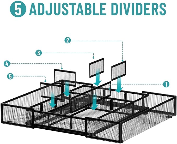 Expandable Desk Drawer Organizer, 10 Adjustable Compartments, expands from 8.74 - Image 4