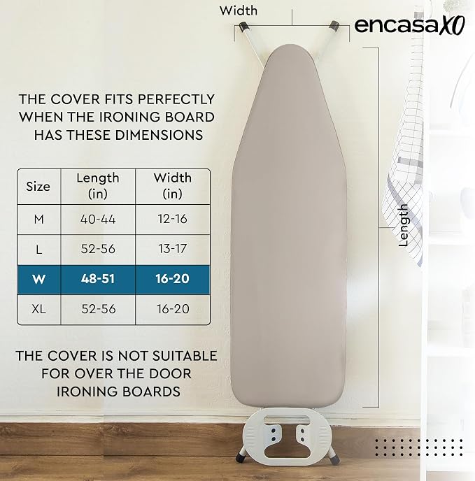 Encasa XO Ironing Board Cover and Pad, Wide 49"x18" - Image 6