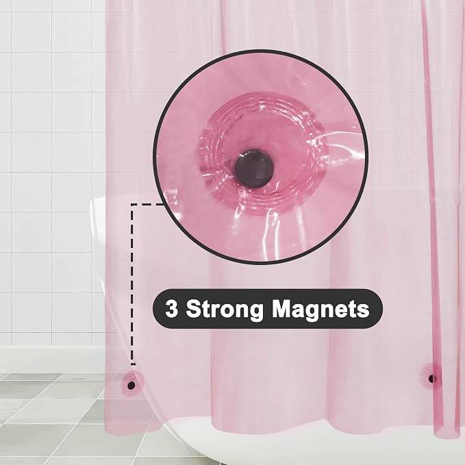 Barossa Design Clear Pink Stall Shower Curtain Liner - Image 3