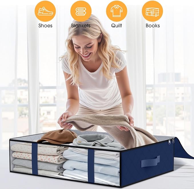 StorageRight Under Bed Storage Bags, 8 Pack, Comforters, Blankets and Seasonal - Image 5