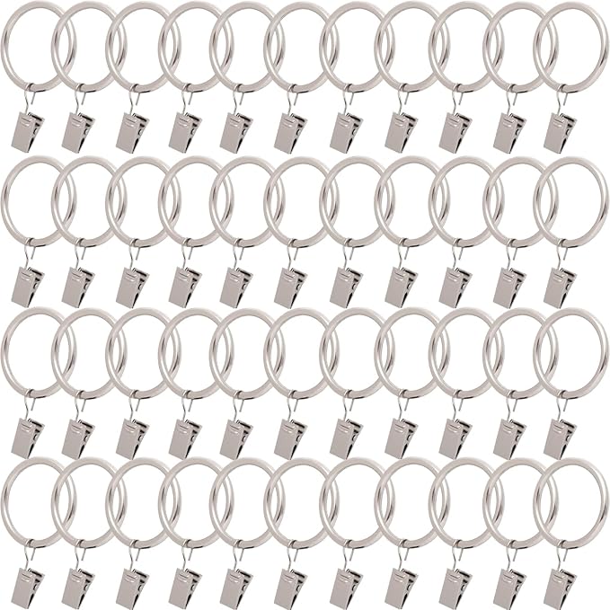 44 Pack Curtain Rings with Clips, Window Clip Rings Curtain Hooks Hangers Clip by Azmoncy