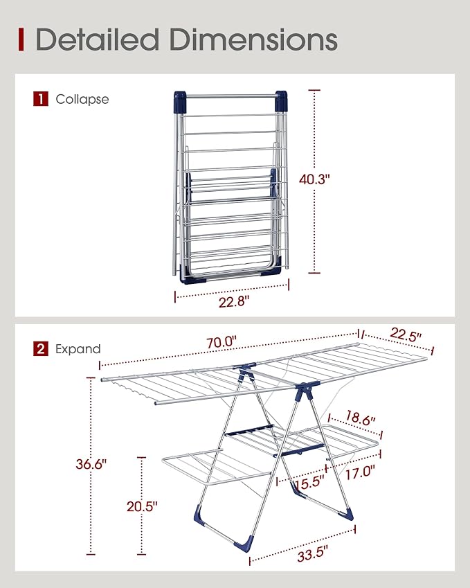 Sakugi Clothes Drying Rack, Foldable 2-Level - Image 2