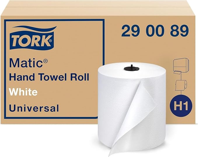 Tork Matic Paper Hand Towel Roll White H1, 100% Recycled Fiber, 6 Rolls x 700 ft by Tork