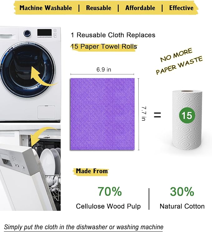 MoLKENE Swedish Dishcloths for Kitchen, 10 Pack Reusable Paper Towels | - Image 4