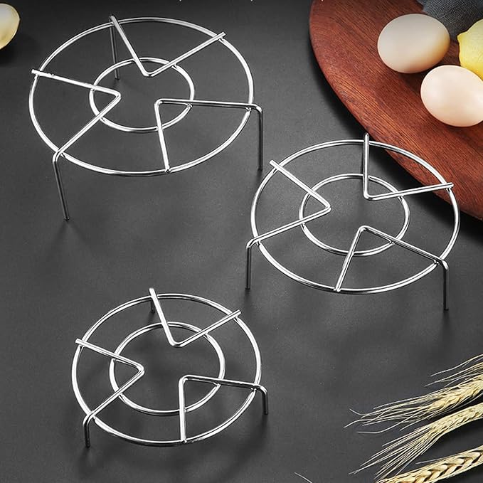 Stainless Steel Steam Rack Set of 3, 7" Tall Heavy Duty Pressure Cooker Trivet Rack Stand - Height 1.2", 2", 2.7"