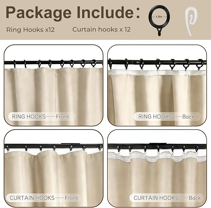 Room Divider Blackout Curtain Track Curtains Wall Dividers Panels Screen for Living Rooms Bedroom Office Privacy Partition Separation, W52 × L108 Inch,1 Panel, Beige