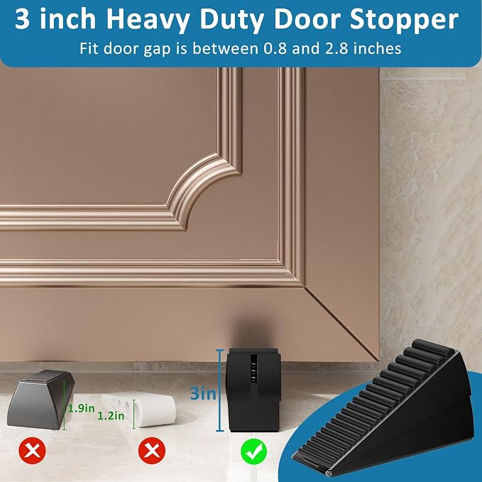 Optish 2 Pack Heavy Duty Door Stopper, Adjustable Spring Large Stopper - Image 3