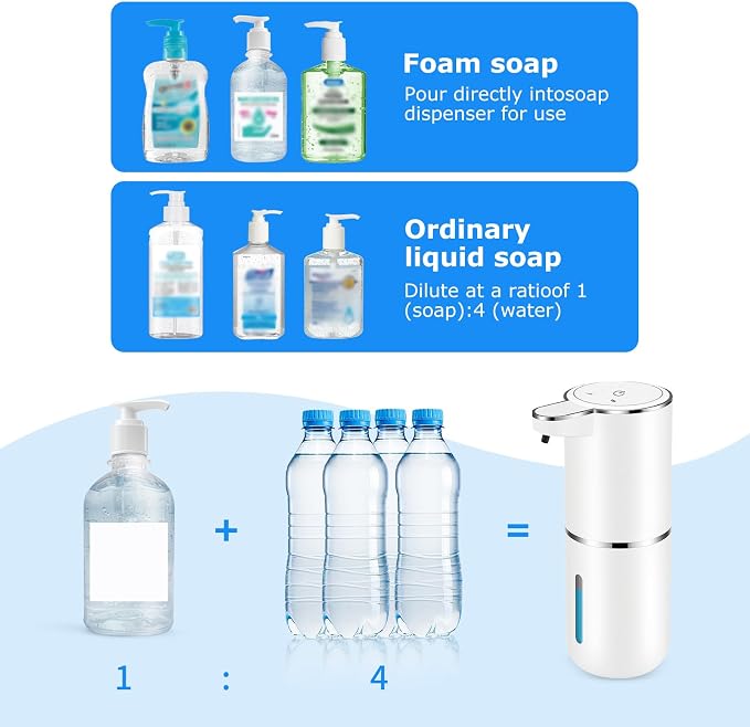 4 Pack Automatic Soap Dispensers, 12.8oz/380ml USB Touchless Automatic Foaming - Image 2