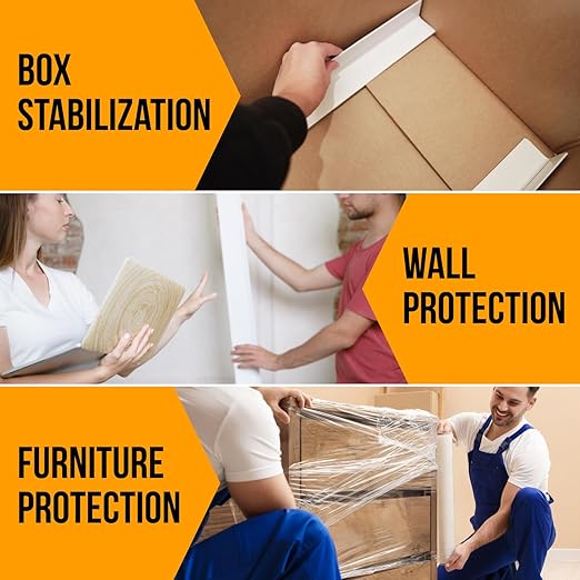 36" x 2" x 2" Reinforced Cardboard Edge Protectors, White (Pack of 24) – 0.225" Thick Extra Heavy-Duty Cardboard Corner Protectors – American Quality V-Board Pallet Edge Protectors