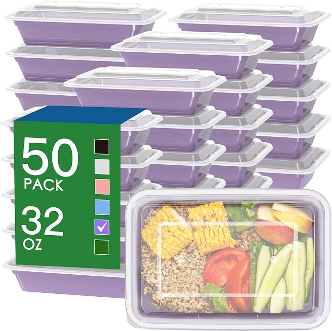 50 Pack 32 oz Meal Prep Containers by Dealusy