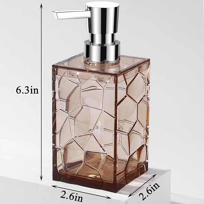 Acrylic Pump Bottle Refillable Soap Dispenser 10oz 2 Pack Light Brown | BPA-Free - Image 6
