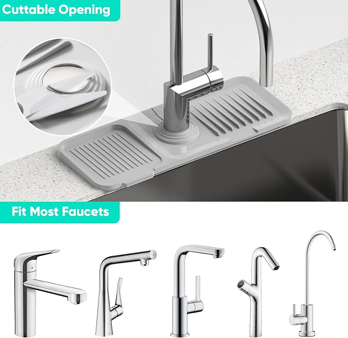 14.6'' Faucet Mat for Kitchen Sink Kitchen Sink Splash Guard Silicone Kitchen - Image 5