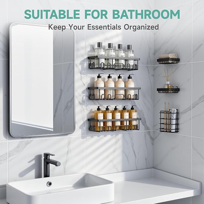 Veken Shower Caddy 6-Pack, Bathroom Organizers and Storage Shelves - Image 5