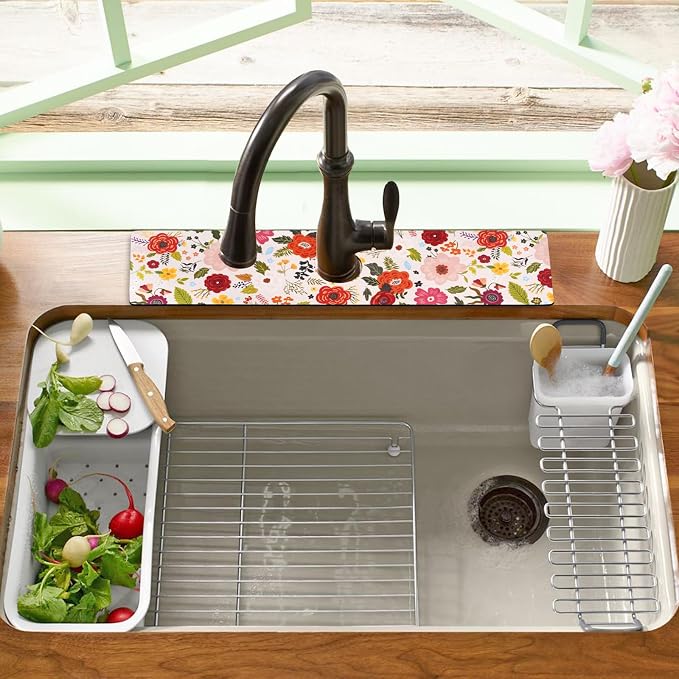 Sink Faucet Absorbing Mat, 2 Pack Drying Mat Around Faucet Sink Splash Guard - Image 6