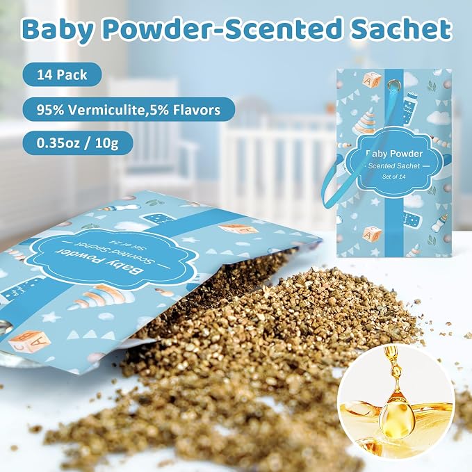 SCENTORINI Scented Sachets for Drawer and Closet, Baby Powder Scent 14 Pack - Image 3