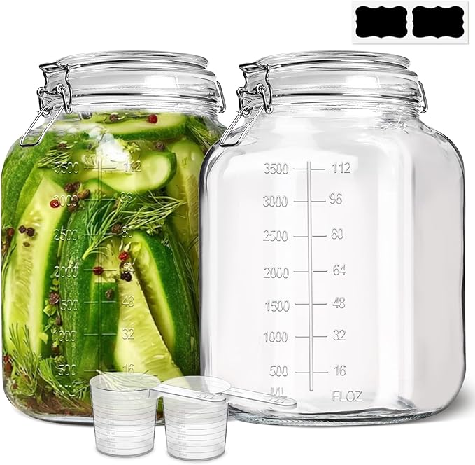 ComSaf Large Square Glass Food Jars 1.1 Gallon 2 Pack by ComSaf