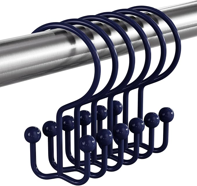Bathway Shower Curtain Hooks Blue Shower Curtain Rings, Metal Shower Hooks - Image 9