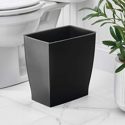 iDesign Small Plastic Bathroom Trash Can, Slim Rectangle - Image 3