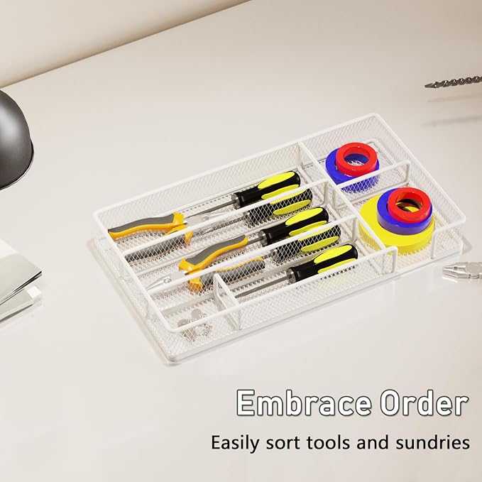 Desk Drawer Organizer Tray, Mesh Desk & Office Drawer Organizer, Suitable - Image 6