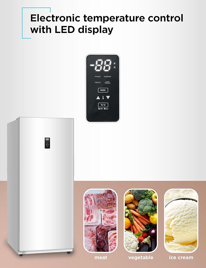 BLACK+DECKER 17 Cu. Ft. Convertible Freezer Refrigerator, Upright Freezer with Glass Shelves, ENERGY STAR rated, Frost Free, BUC1700XW, White