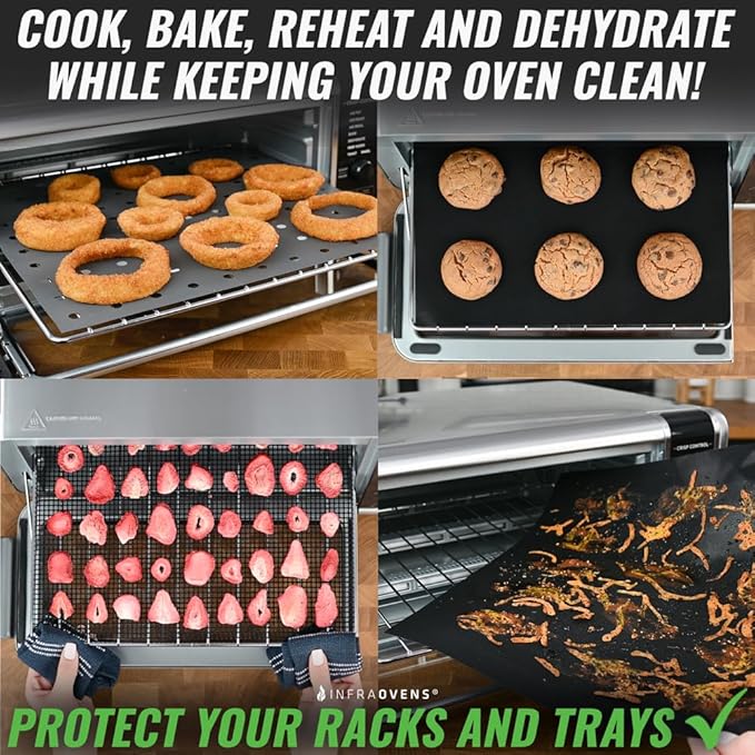 INFRAOVENS Reusable Mats Compatible with Ninja Foodi SP101 SP201 SP301 SP351, Toaster Oven Liners, Accessories for Countertop Convection Oven, Air Fryer Oven with Heat Resistant Non-Stick Liner