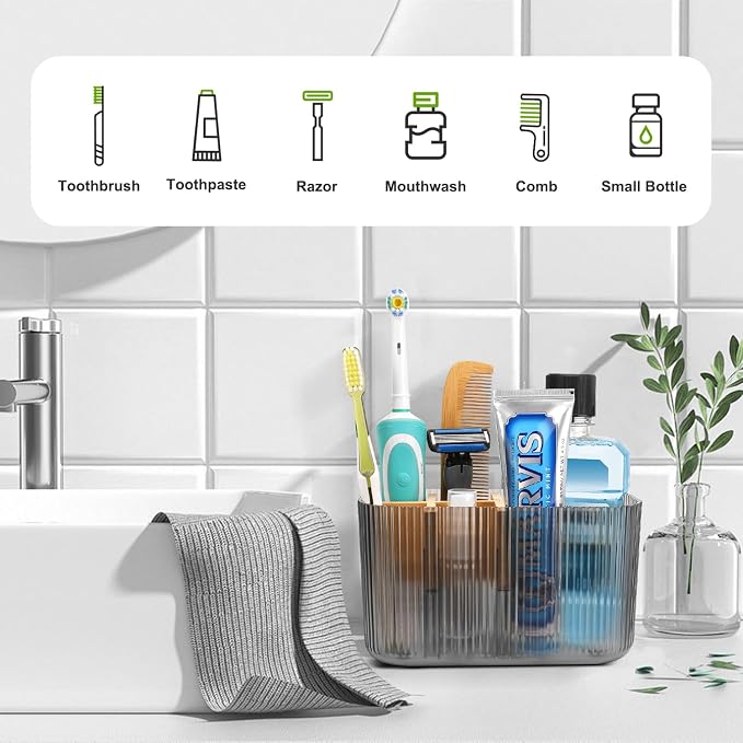 GFWARE Clear Acrylic Toothbrush Holder, 5 Slots Bathroom Storage Organizer | - Image 4