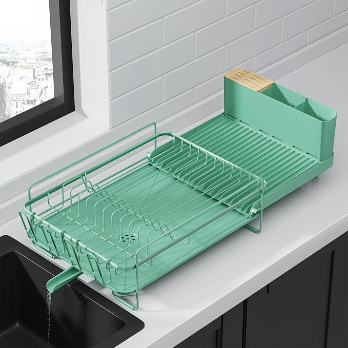 Kitsure Extendable Dish Drying Rack, 19.2"-26.7" L x 12.9" W, Anti-Rust Dish by Kitsure