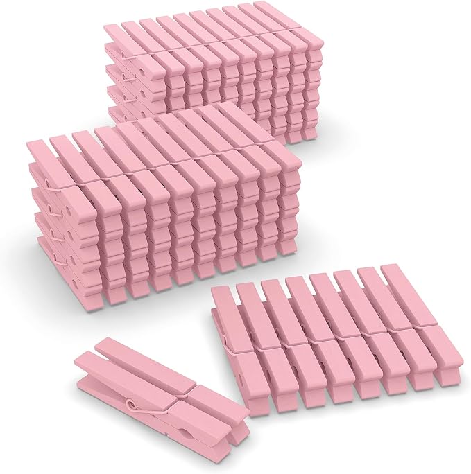 100 Pcs Pink Clothes pins by FEFU