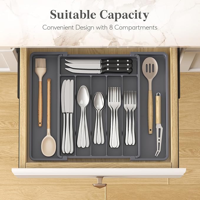 Lifewit Expandable Silverware Drawer Organizer, Kitchen Utensil Tray | BPA-free - Image 3