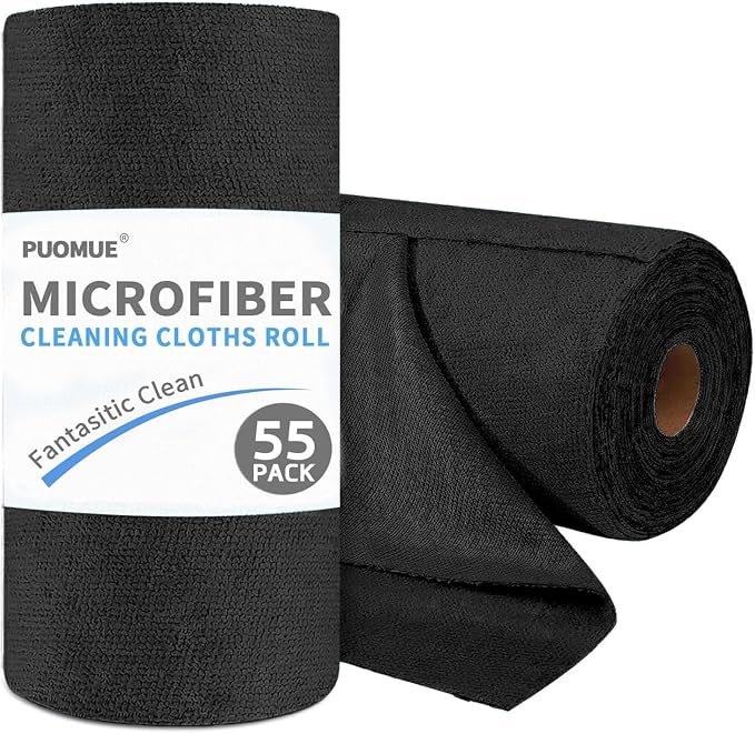 Puomue 55 Pack Microfiber Cleaning Cloth Roll, Tear Away Reusable Paper Towels by Puomue